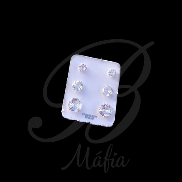 Trio de brincos pedrinha zirconia