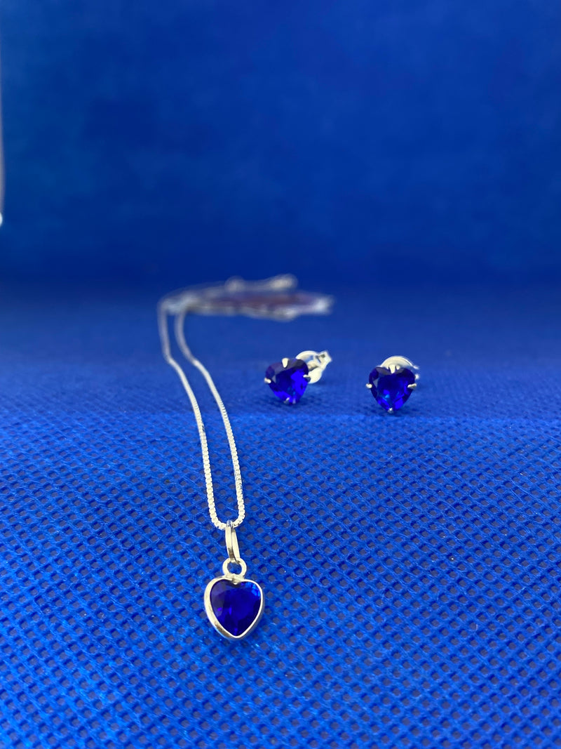 Conjunto colar + brincos azul royal